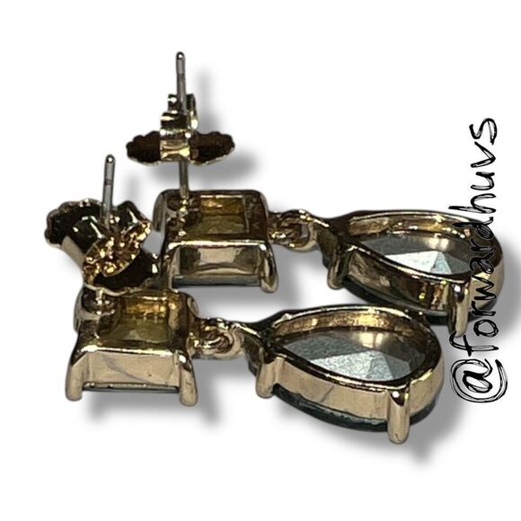 Bundle Sale 3 for $15 | Drop Earrings – Faceted Green Square & Teardrop Stones - Picture 6 of 9